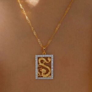 Dragon square necklace